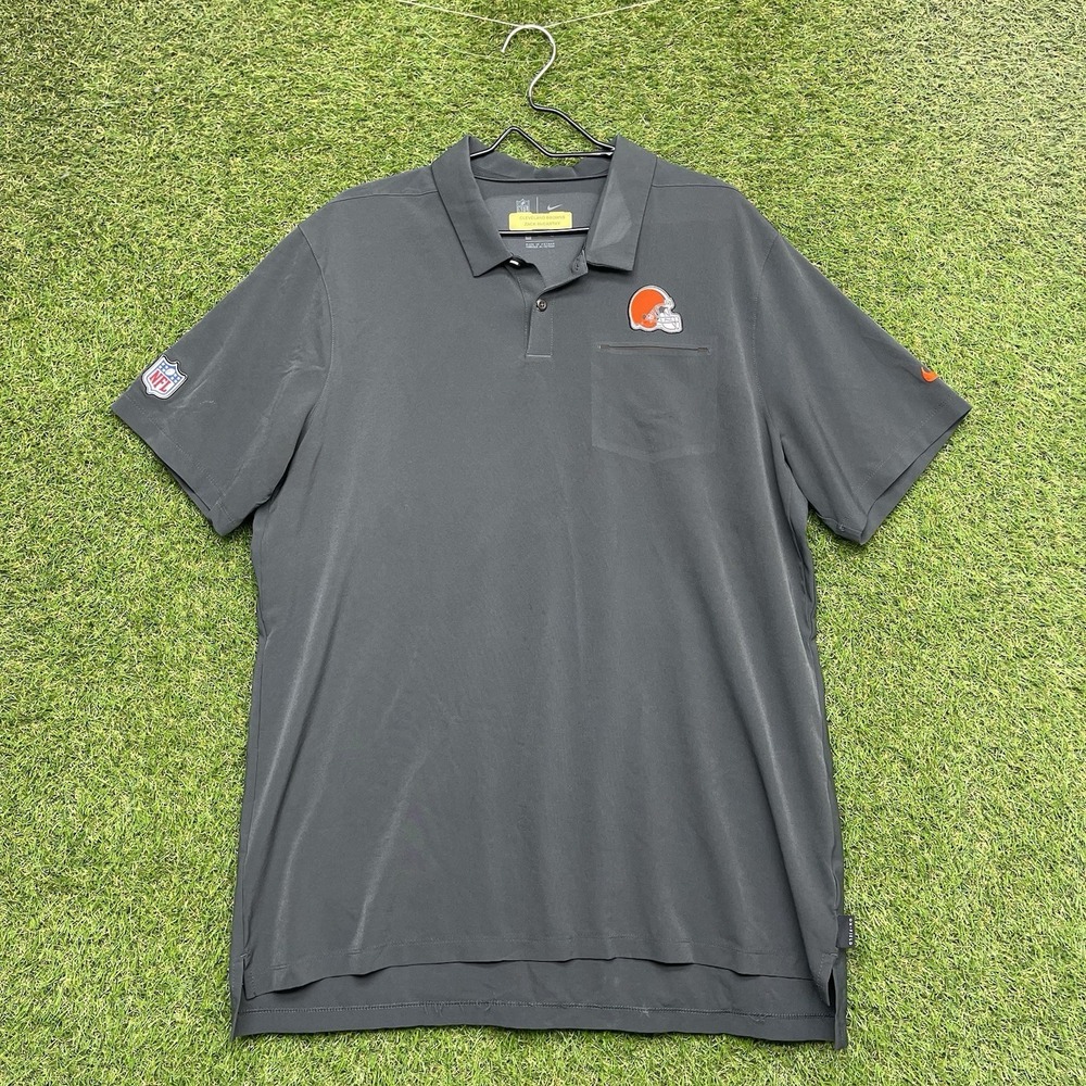 Cleveland Browns Polo Shirt Team Issued Mens XL Grey Zack McCarthy Dri Fit